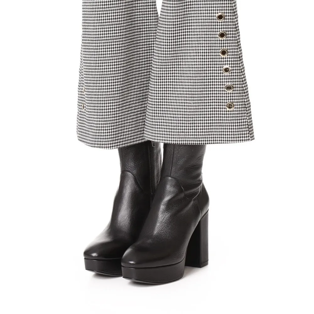 ASH • Amazon Platform Boots black leather ankle bootie block heel zip - Image 2