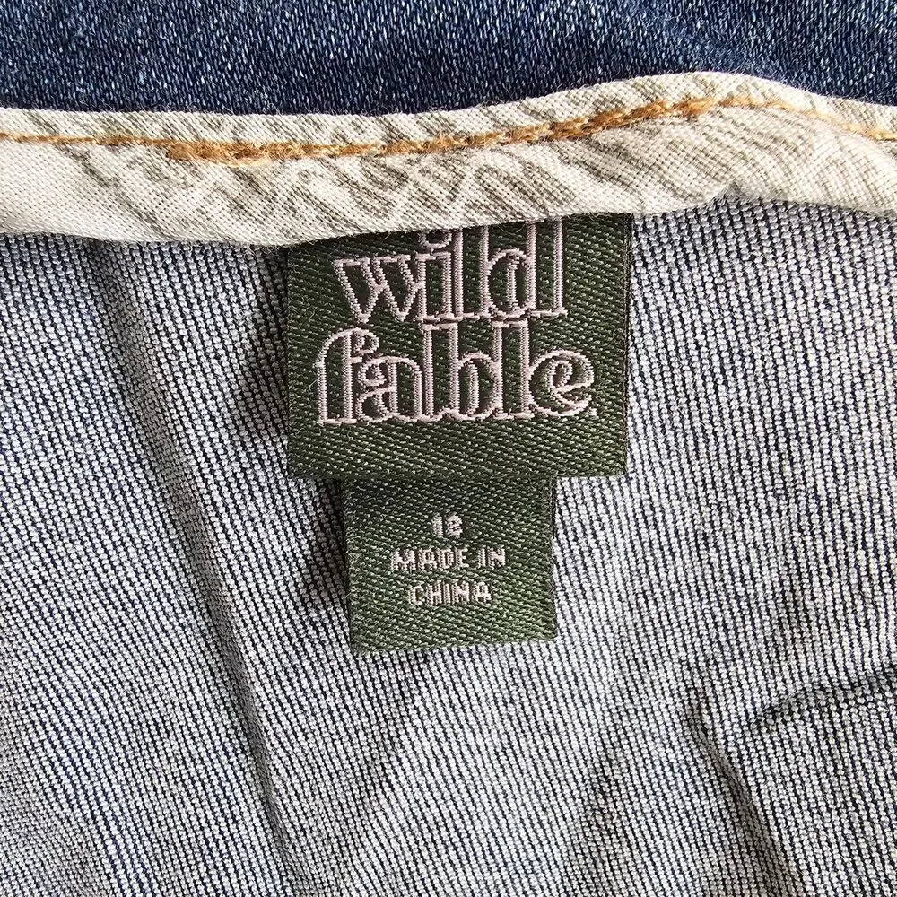 Wild Fable Blue Denim Jeans Short Mini Skirt Zip Up Size 18 - Image 5