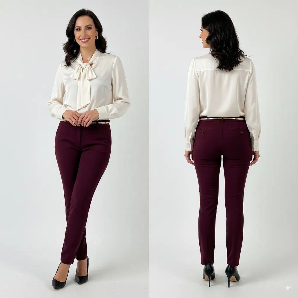 PAIGE Womens Ponte Trousers Size 30 Deep Red Velvet Slim‎ Pants M807374-5755 - Image 2