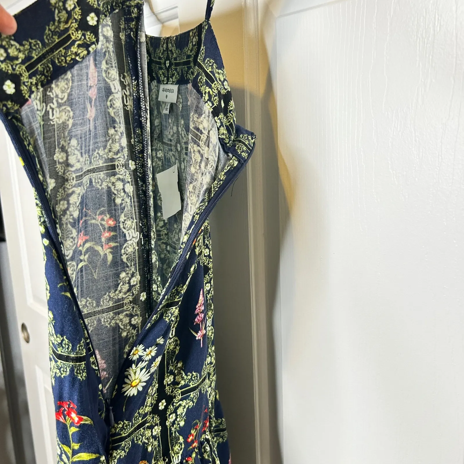 Agua Bendita Floral Print Navy Blue M - Image 4