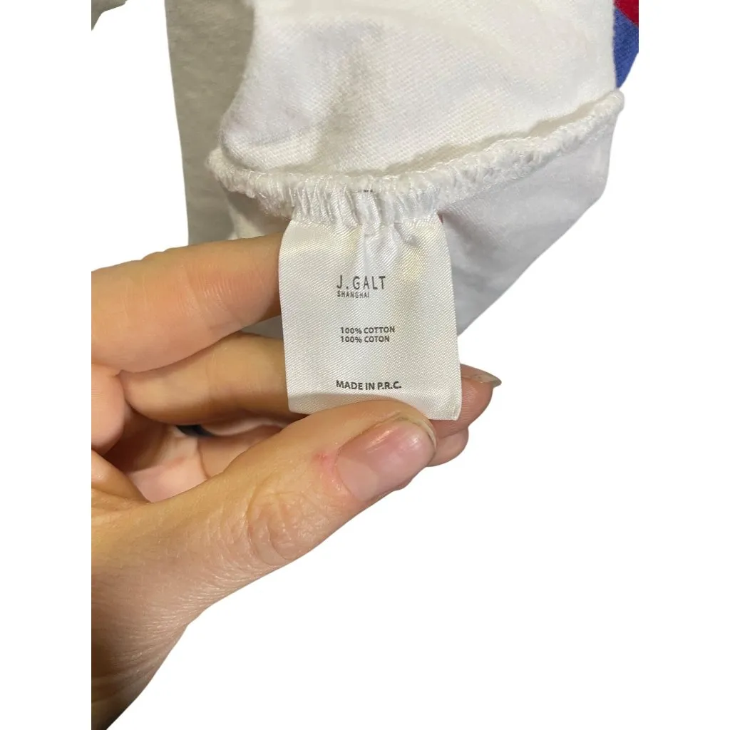 J. Galt Womens White Crop Top Red & Blue Striped Cotton Shirt one size - Image 4