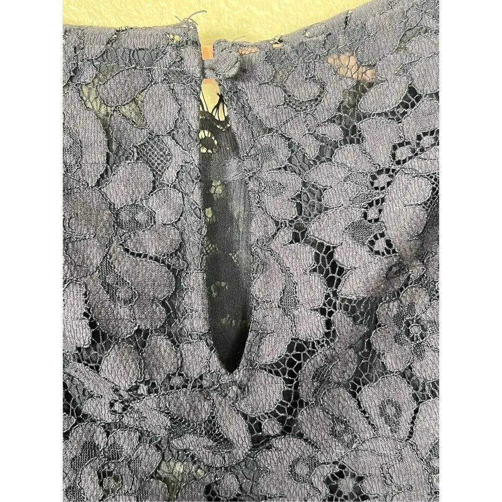 Joie Portia Women's Fully Lined ¾ Floral Sleeve Lace Mini Dress Navy Blue - Image 6