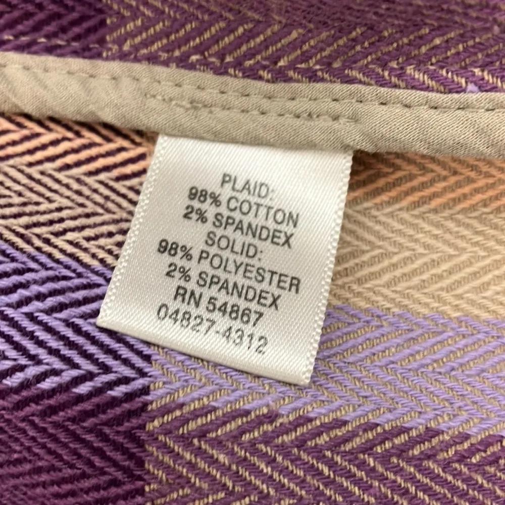 Christopher & Banks Plaid Purple and Tan Shacket Women's Size Small - Image 6