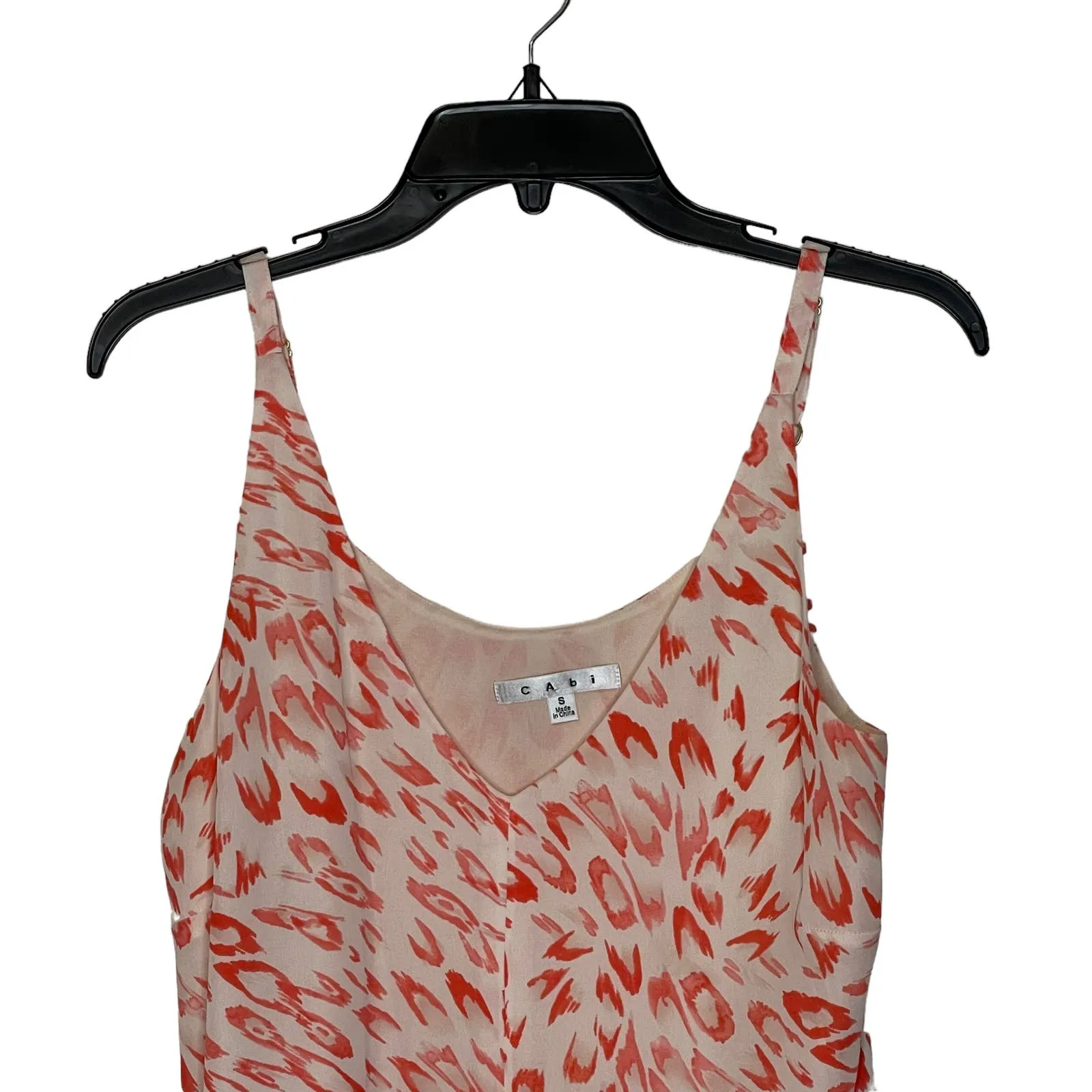 CAbi Tank Top Size Small White Salmon Geometric Pattern‎ Lined Polyester Womens - Image 2