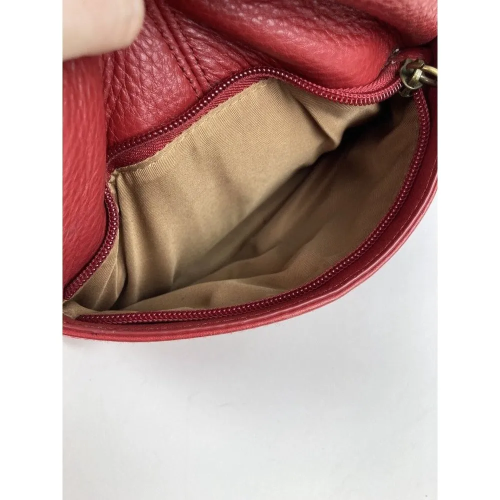 The Sak Iris Crossbody Bag In Red Pebbled Leather Zip Handbag Purse - Image 8