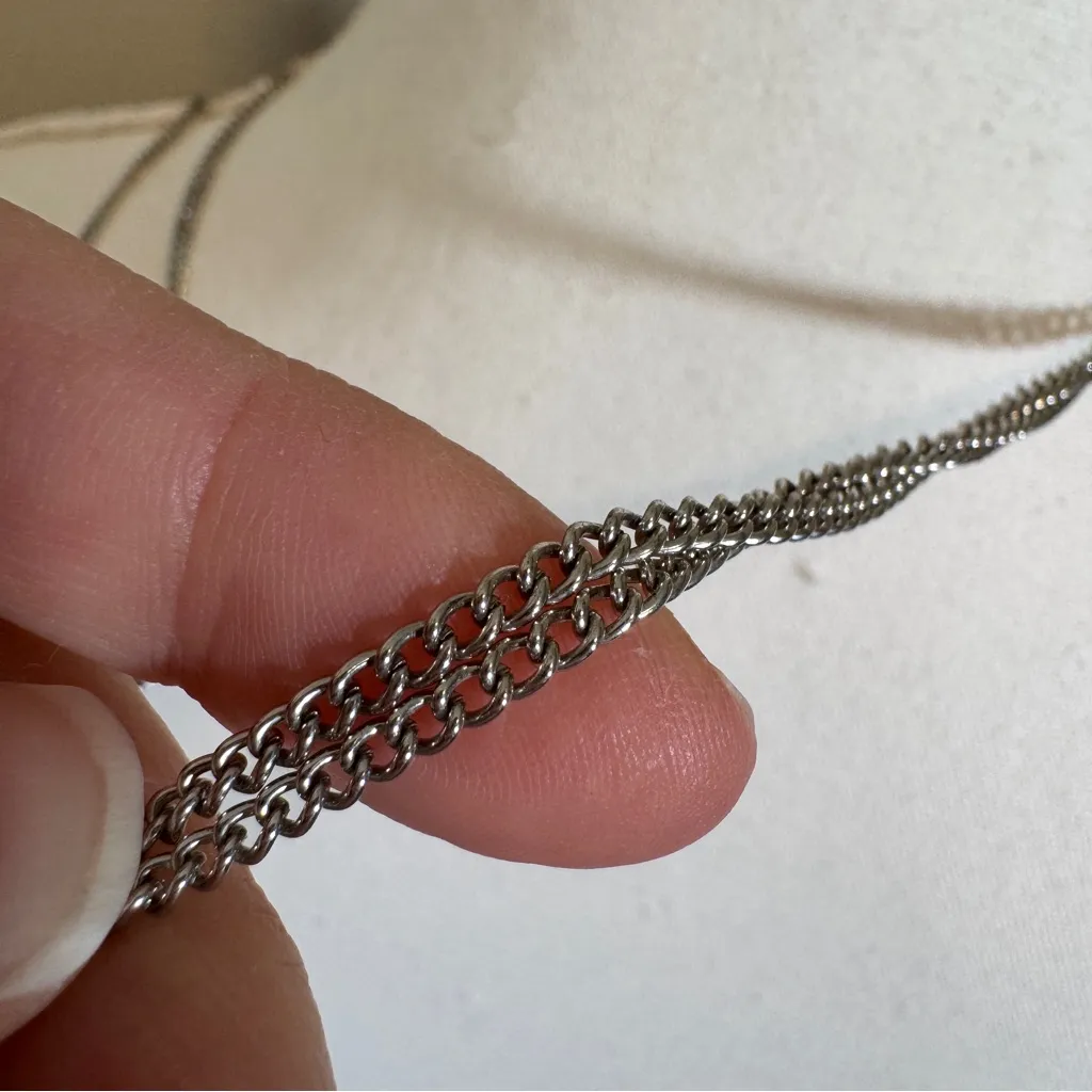 Silver Tone Chain Necklace Minimalist Layered - Image 3