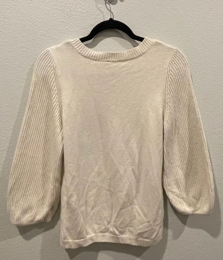 Ivory Button Down Cardigan 3/4 Big Buttons - Image 2