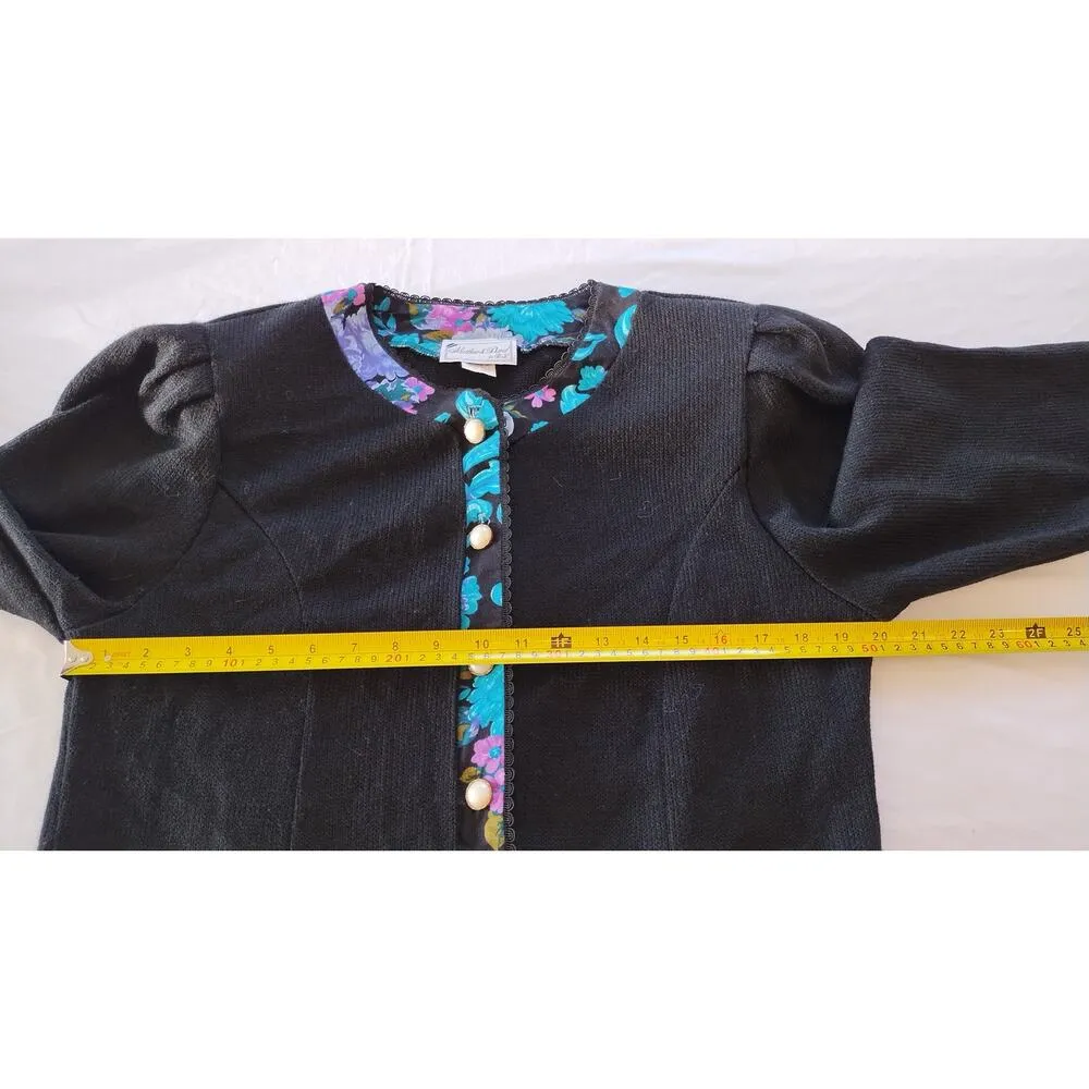 Matthew & David Knit Blazer with Floral Inserts Black and Gold Size 16W - Image 9