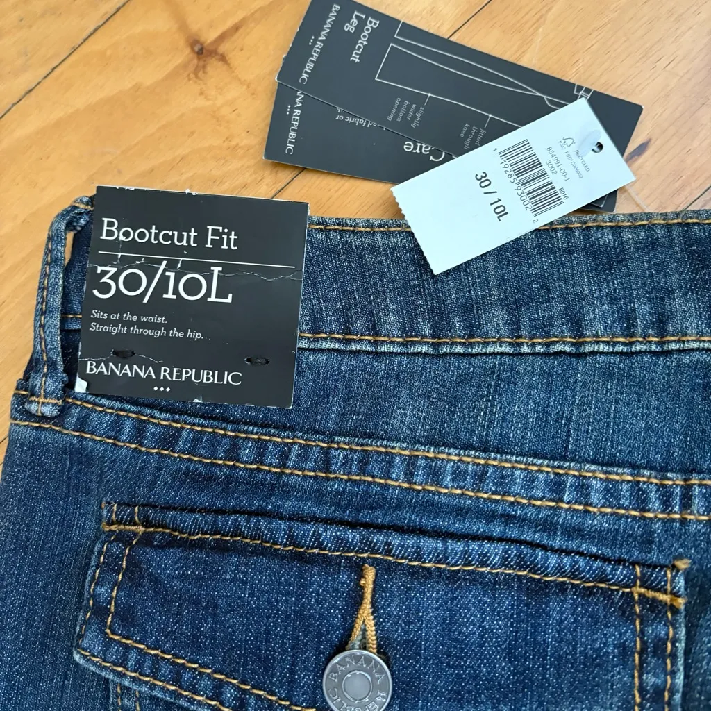 NWT Banana Republic Sz 30 10L 10 Long Boot Cut Leg Jeans Flap Back Pockets - Image 6