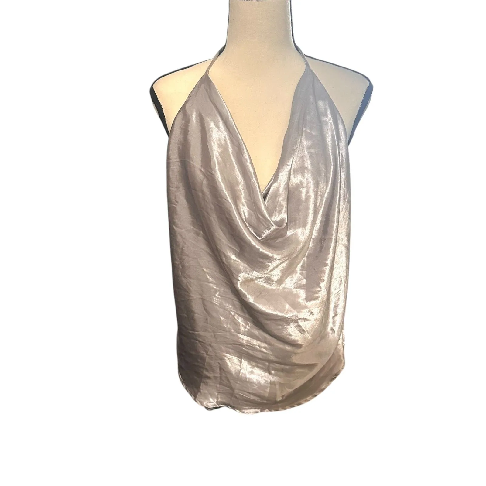 Bardot  Satin‎ Open Back Blouse Silver Sz 8/M - Image 2