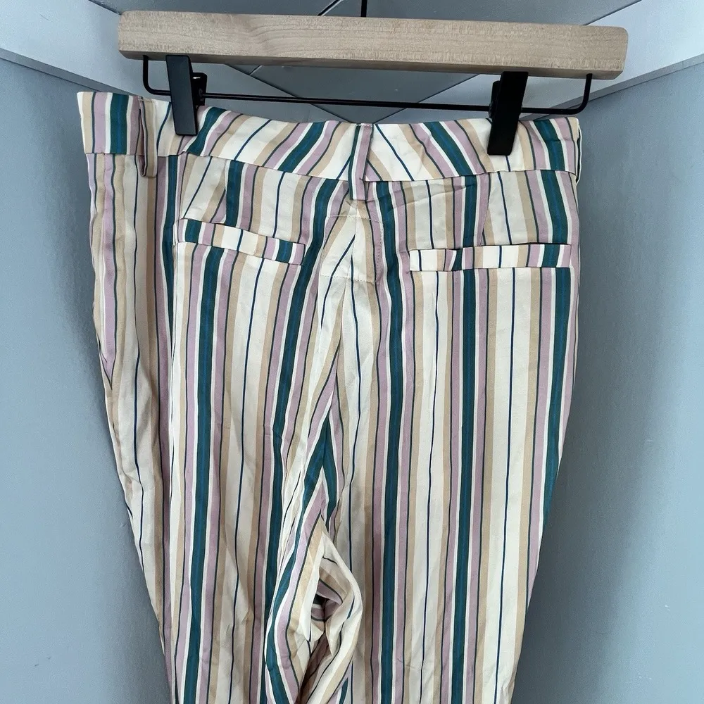 NWT Chaser Silky Basics Tapered Leg Pants Size S Multi Color Striped Tied Ankle - Image 7
