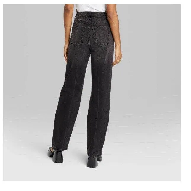 Women's Wild Fable High-Rise Straight‎ Jeans Black Wash Size 2/32" NWT - Image 3