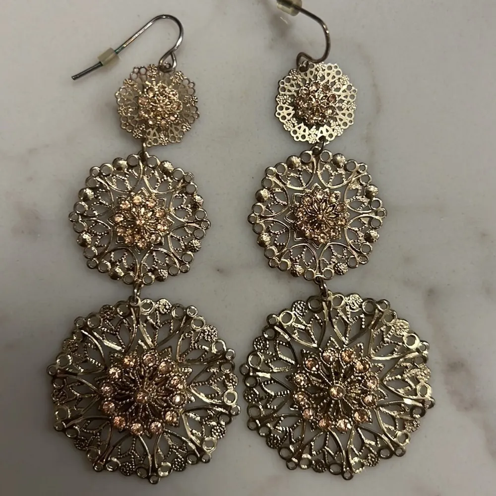 3 tier Flower Earrings - Image 2