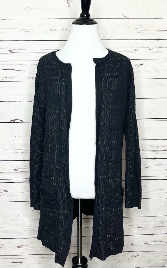 Ellie Tahari Black Textured Knit Long Cardigan Sweater Size XS - Image 12
