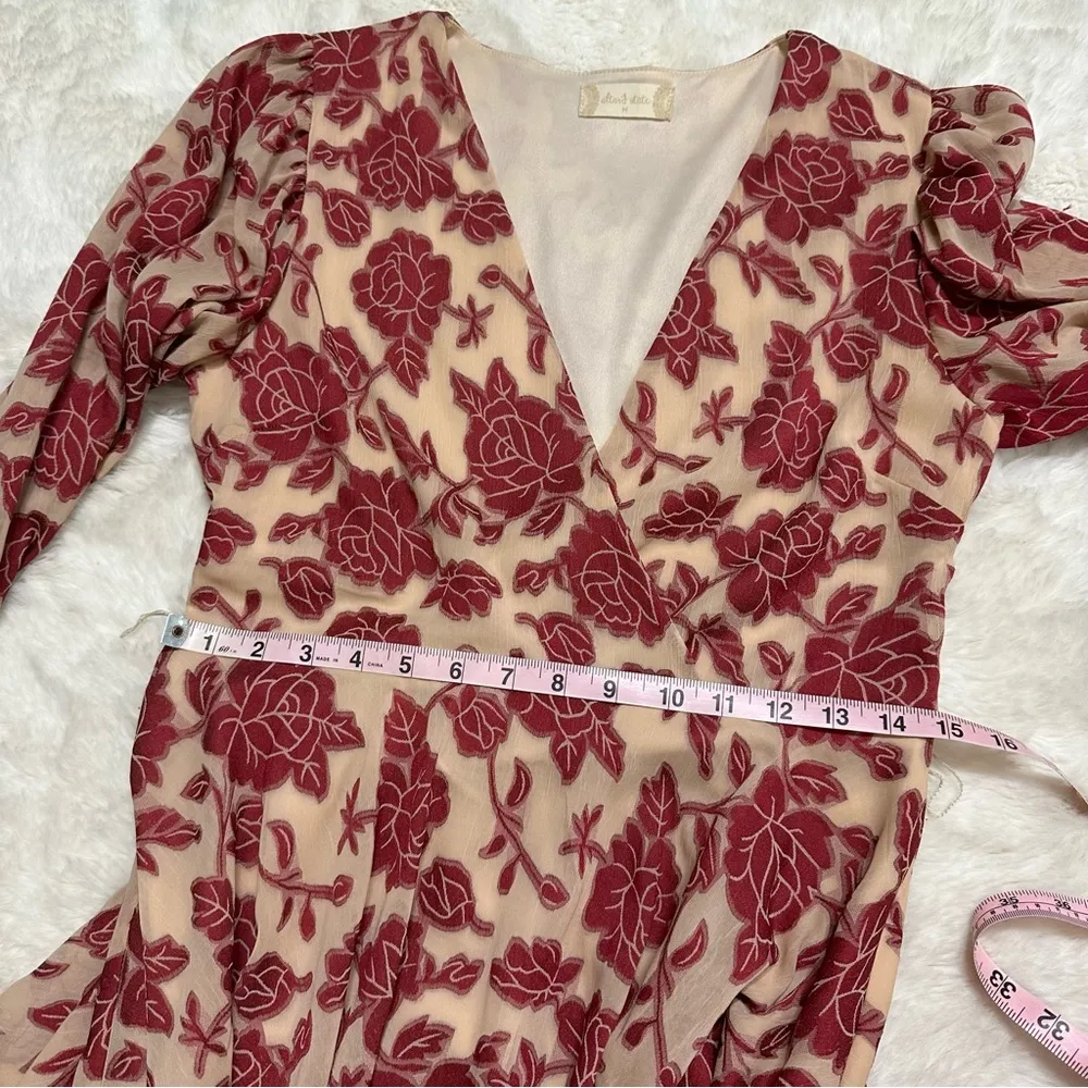 Altar'd State Peach Pink Floral Rose Pattern Dress, M - Image 5