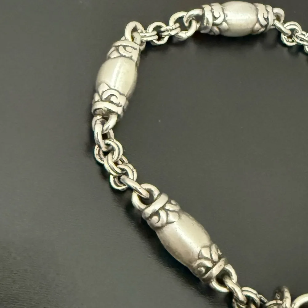 Retired BRIGHTON Blair Heart Barrel Link Chain Silverplated Heart Charm Bracelet - Image 10