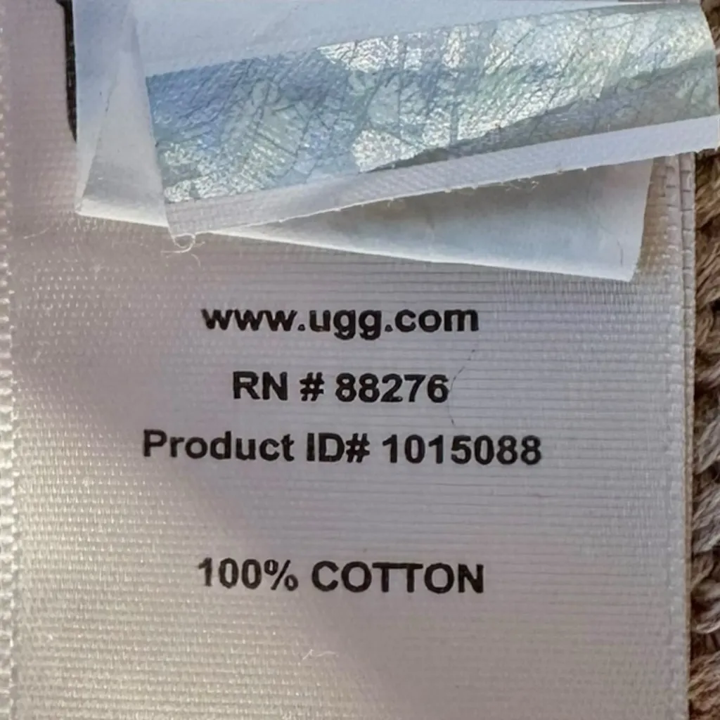 UGG Anjeline Knit Cape Poncho Sweater M/L Beige Braided Trim Cozy Layering Piece - Image 4