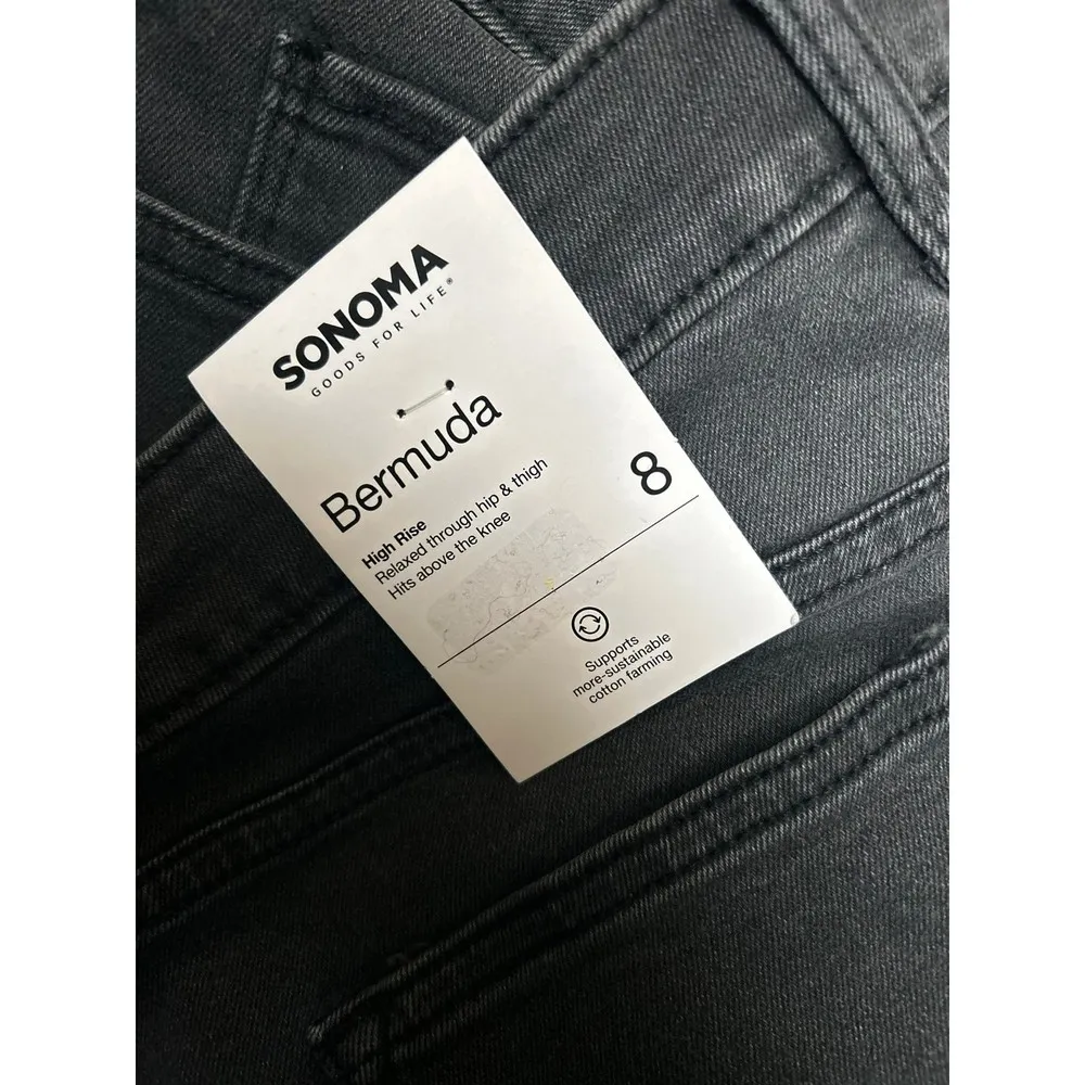 Sonoma Women's Black High Rise Denim Bermuda Shorts Size 8 - Image 3