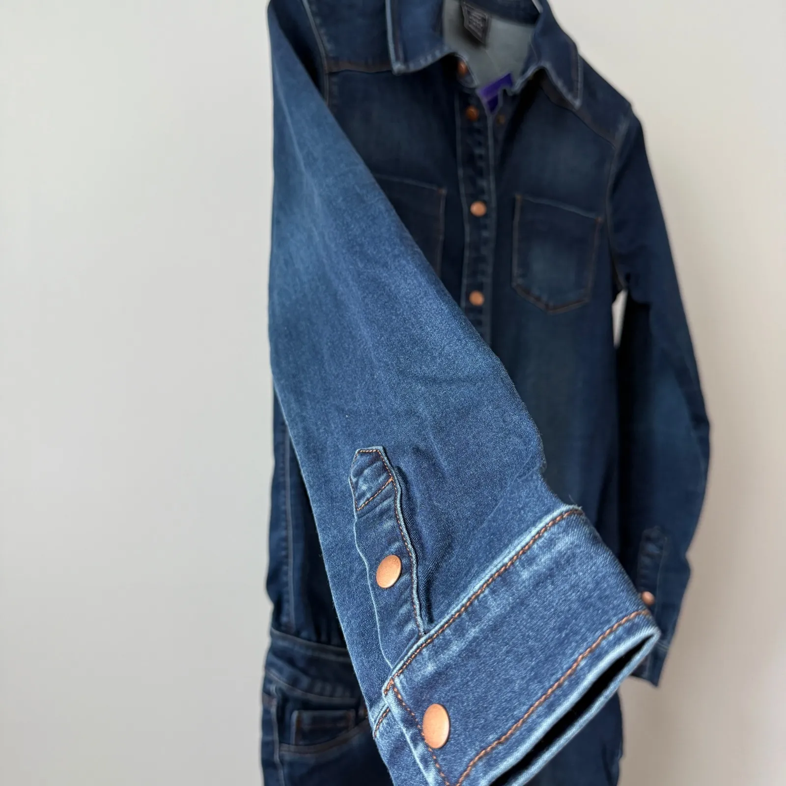 Seraphine Denim Jumpsuit Long Sleeve Button Front Blue Size 4 UK - Image 6