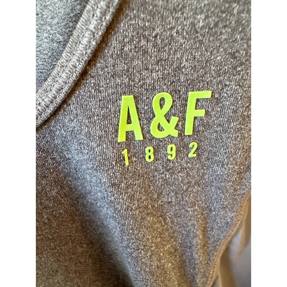 Abercrombie Fitch Top Womens Large Gray Stretch Mesh Sides Workout Gym Razerback - Image 5