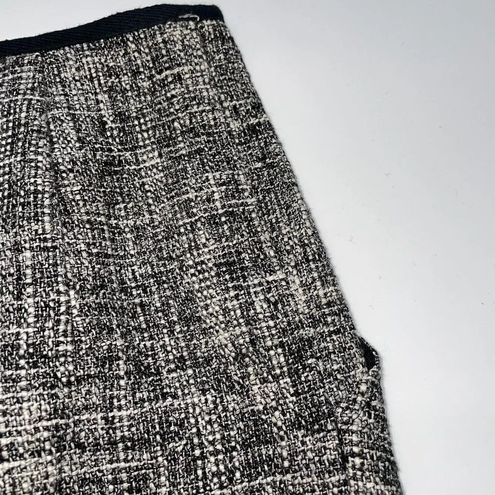 Nanette Lapore Black and White Tweed Lined Pencil Cotton Blend Mini Skirt-Size 0 - Image 4