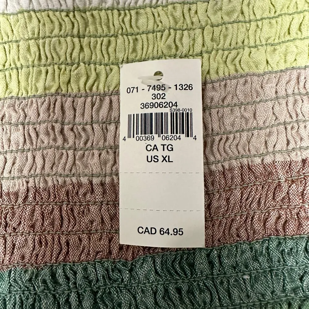 AERIE Sz XL Side Cut Out Mini Sundress Green Yellow Red Ivory Linen Blend Dress - Image 4