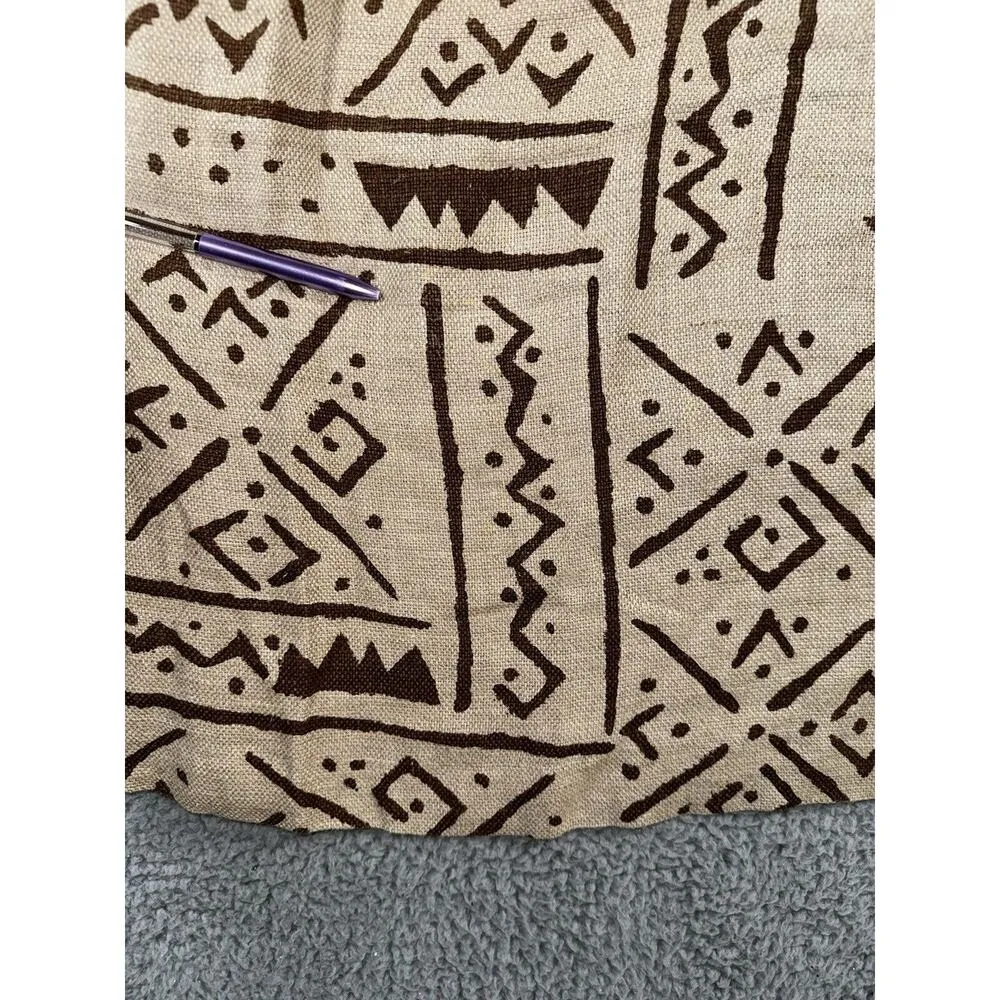 Women Linen Dress‎ Size 8 Aztec Tribal Geometric Abstract Boho Chic Brown - Image 6