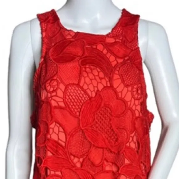 Lovers + Friends Caspian Shift Dress Red Lace Mini Dress‎ Sleeveless Racerback - Image 5
