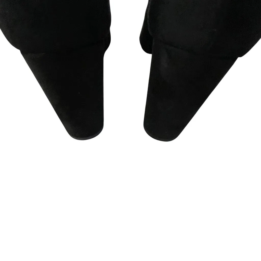 Ann Taylor OTN Faux Suede Boots Heels Size 7.5 Black - Image 8