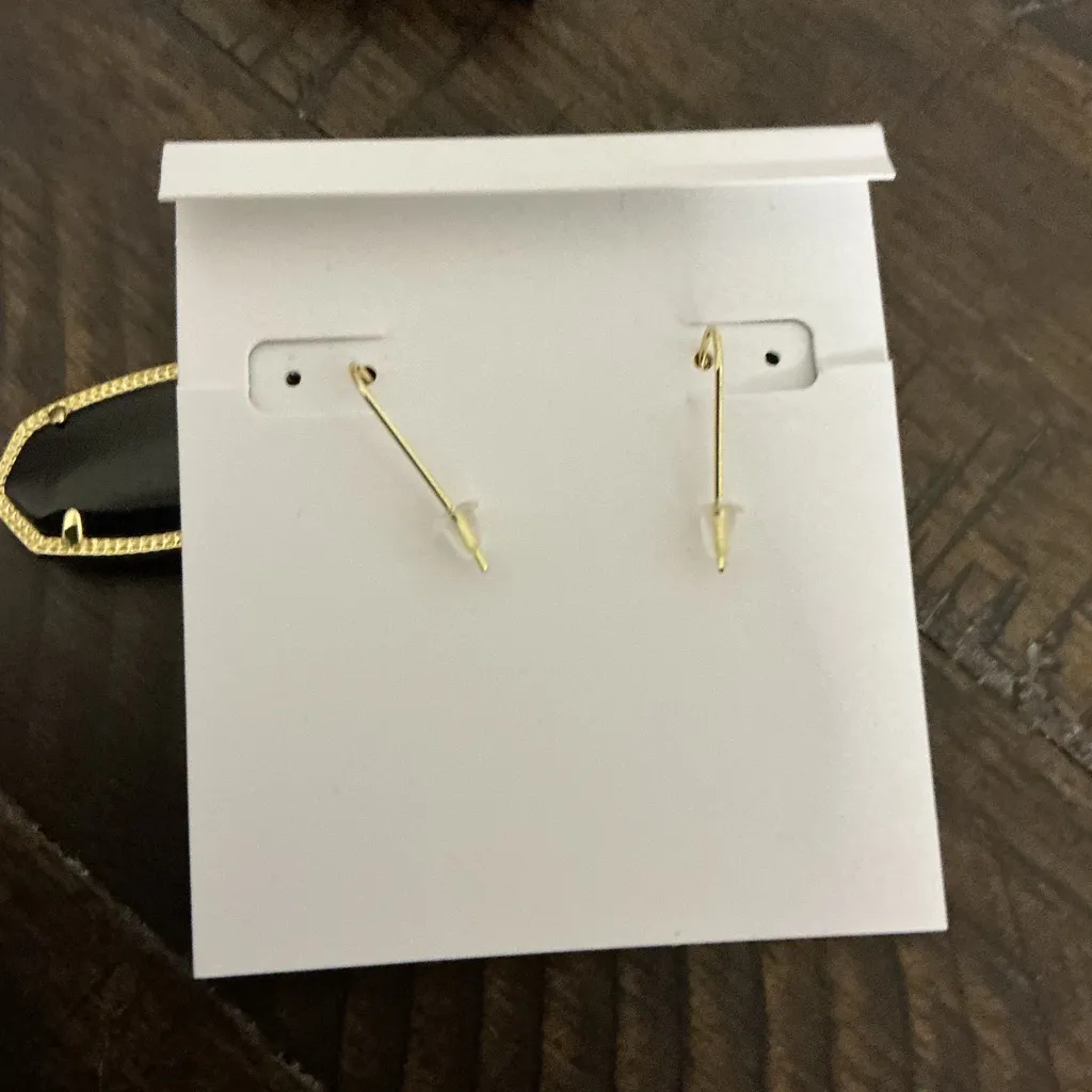 NWT Kendra Scott Black Drop Earrings Gold Tone - Image 5