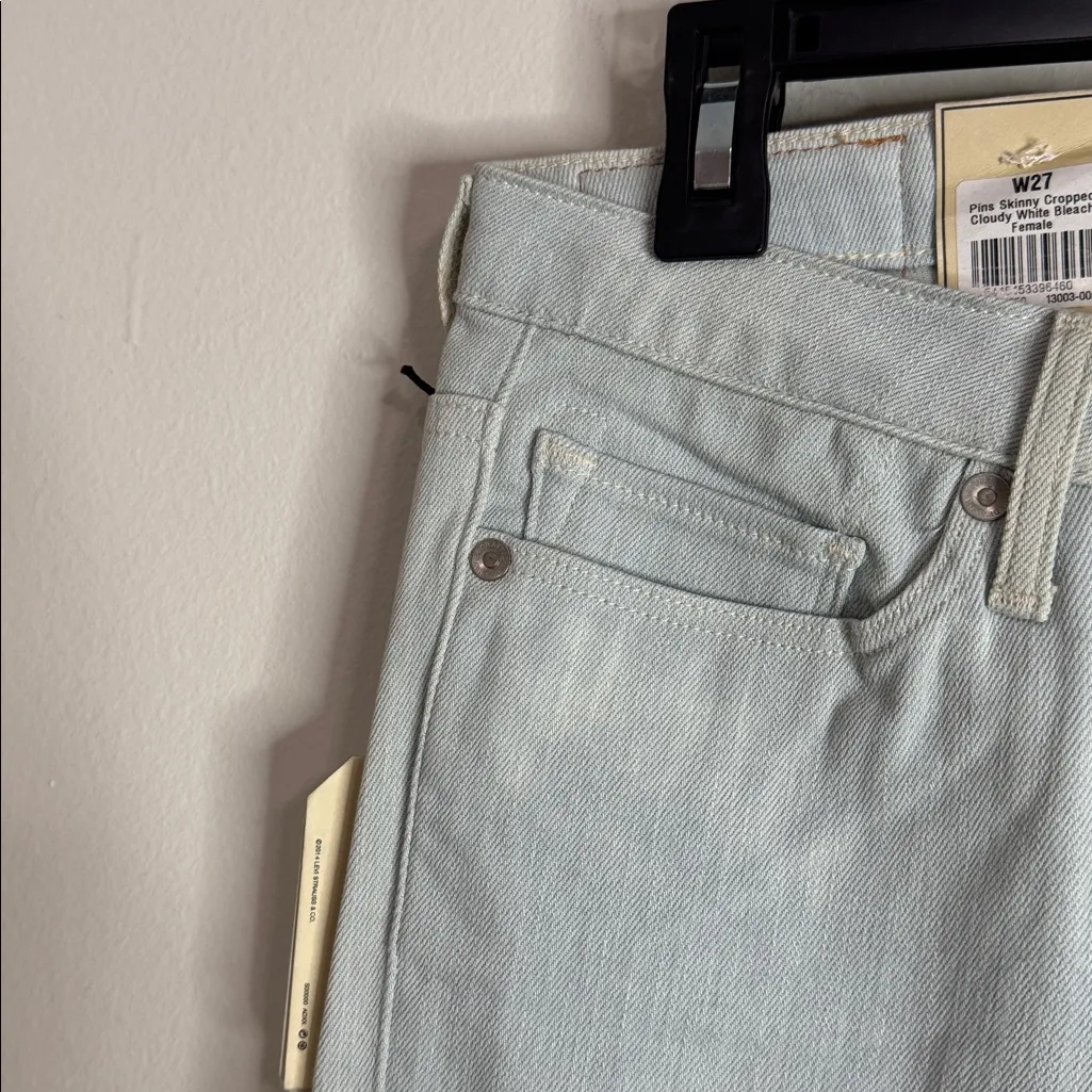 Levi's Made & Crafted Pins Skinny Cropped Cloudy White Bleach Jeans size 27 - Image 5