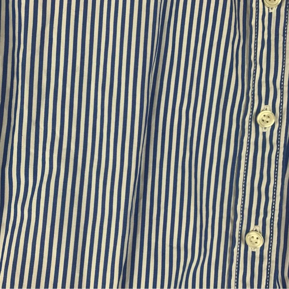 J. Crew women's large Haberdashery Blue white stripe Casual Button Down Shirt - Image 7