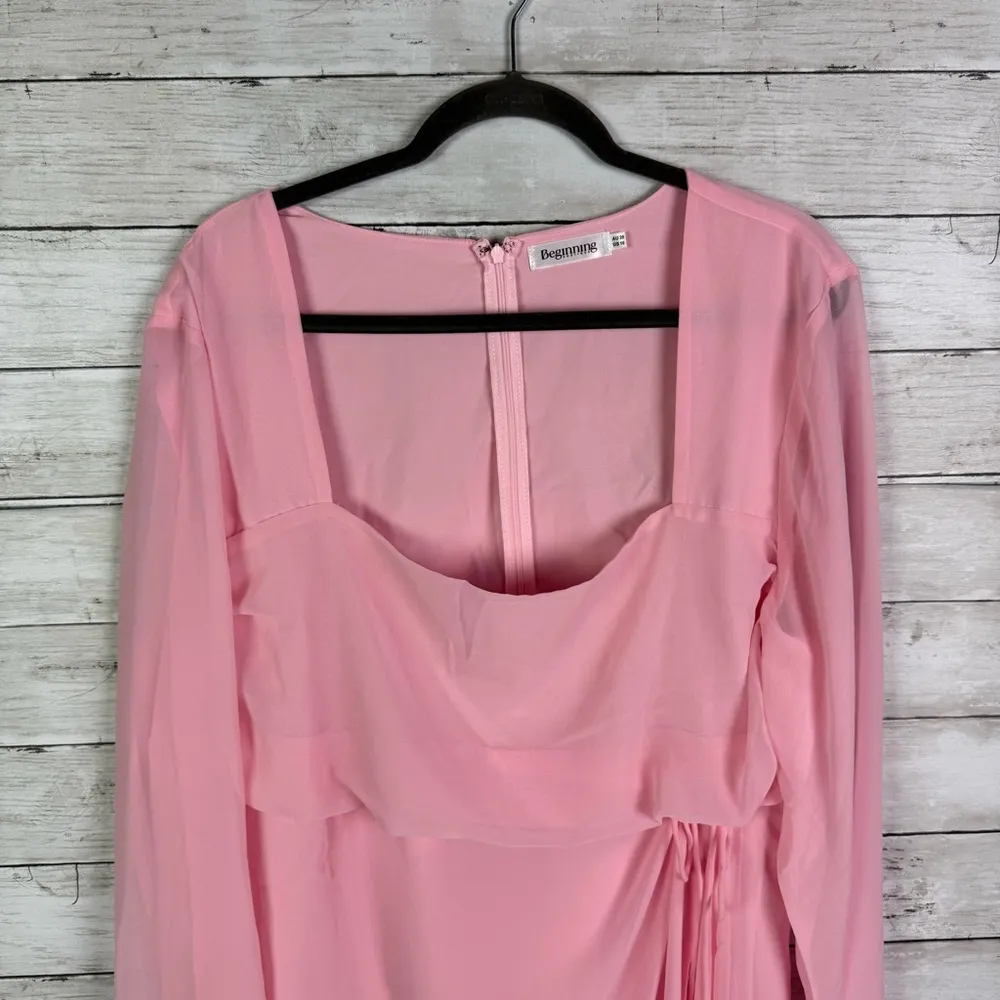 Beginning Boutique Lucy Baby Pink Long Sleeve Mini Dress Size 16 - Image 7