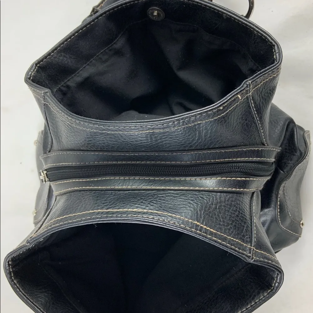 Medium Black Leather 2 section Hand bag Purse - Image 5