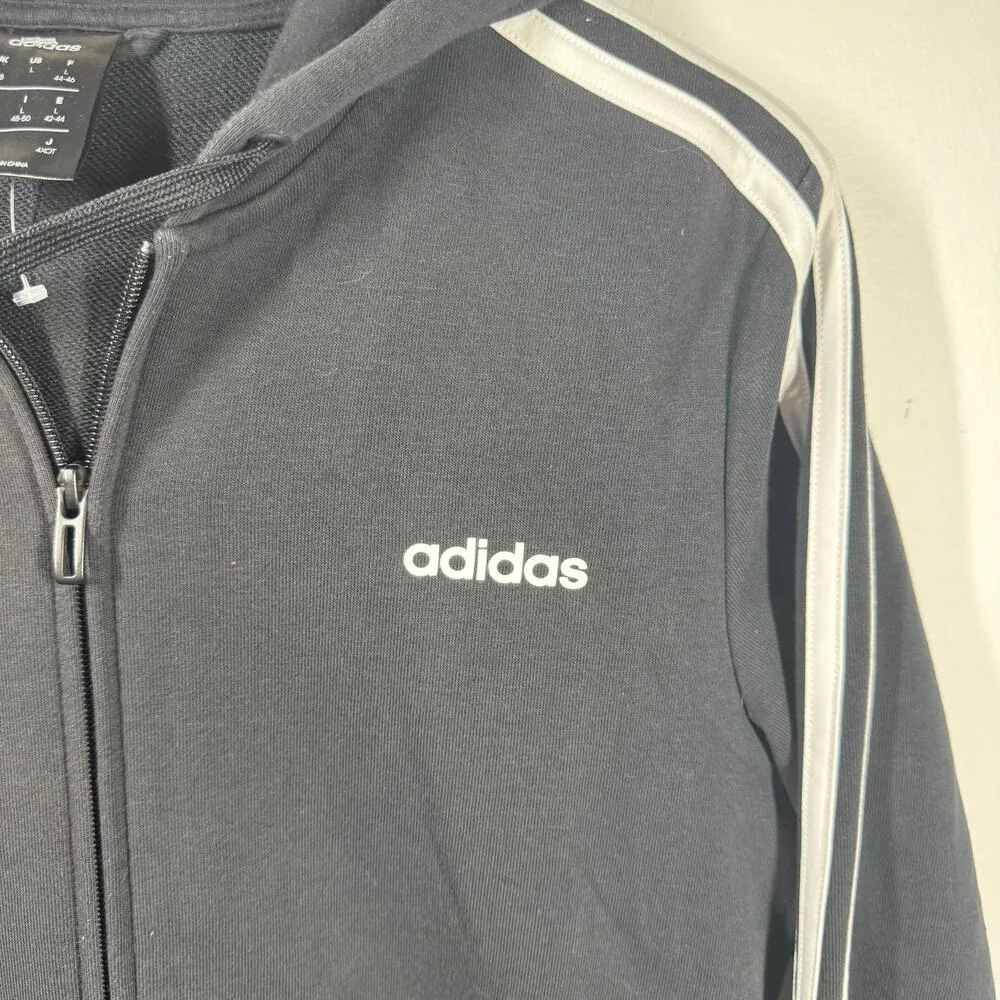 Adidas Sweatshirt Women L Black White Full Zip Streetwear Active Athleisure Walk - Image 5