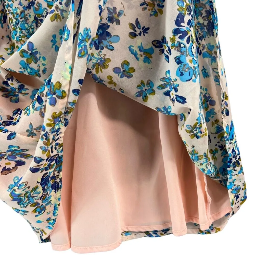 Lucca Couture Top Women XS Orange Blue Floral Lace Tank Cami Adjustable Coquette - Image 3