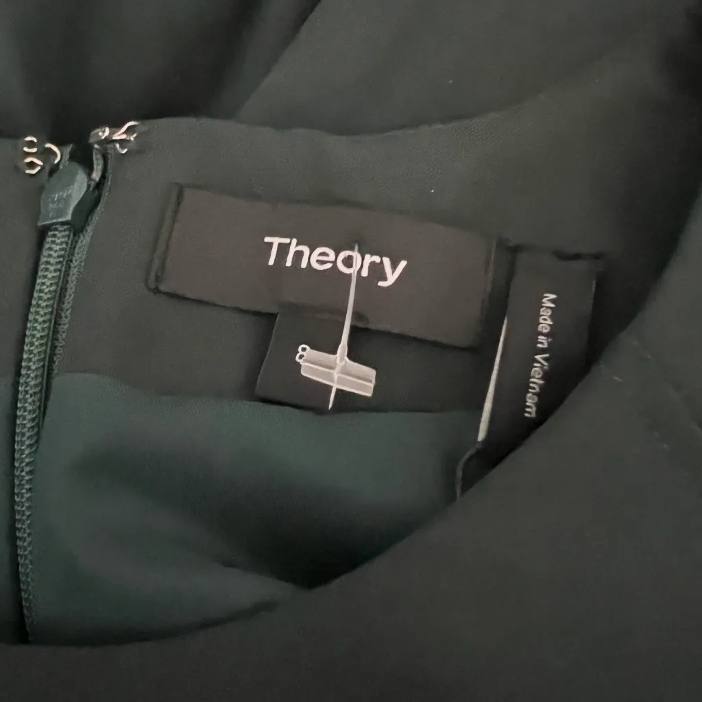 NEW Theory Classic Power Stretch Wool Sleeveless Sheath Dress Dark Billiard 8 - Image 2