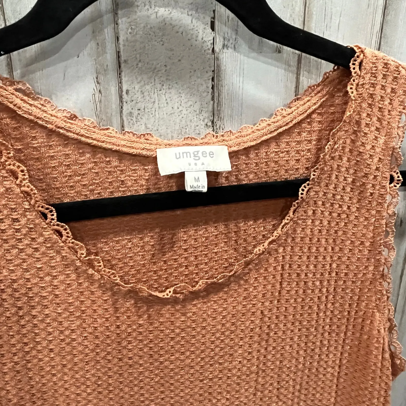 UMGEE Orange Tiered Waffle Knit Babydoll Tank Top Tunic Womens Medium - Image 2