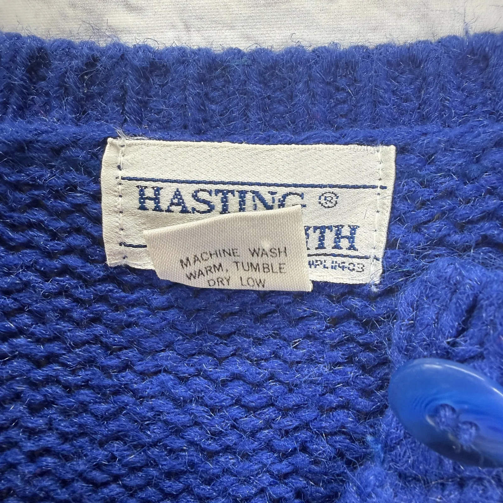 Vintage Hasting & Smith Cardigan Sweater Christmas Blue Snowman Size M Stocking - Image 4