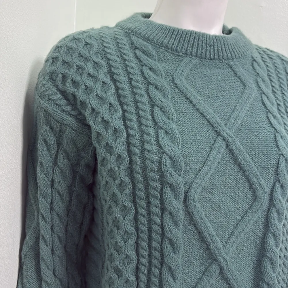 Aelfric Eden Womans Green Heavy Knit Sweater Soft Long Sleeve M Long Sleeve - Image 6