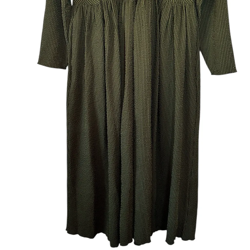 ELK The Label Fit & Flare V Neck Dress Olive Green Artsy Minimalist Size US 14 - Image 5