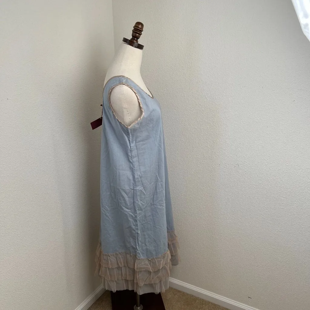 Nataya Sheer Sheath Dress‎ Viscose Women's Blue Large tule layers Fairy Coastal - Image 2