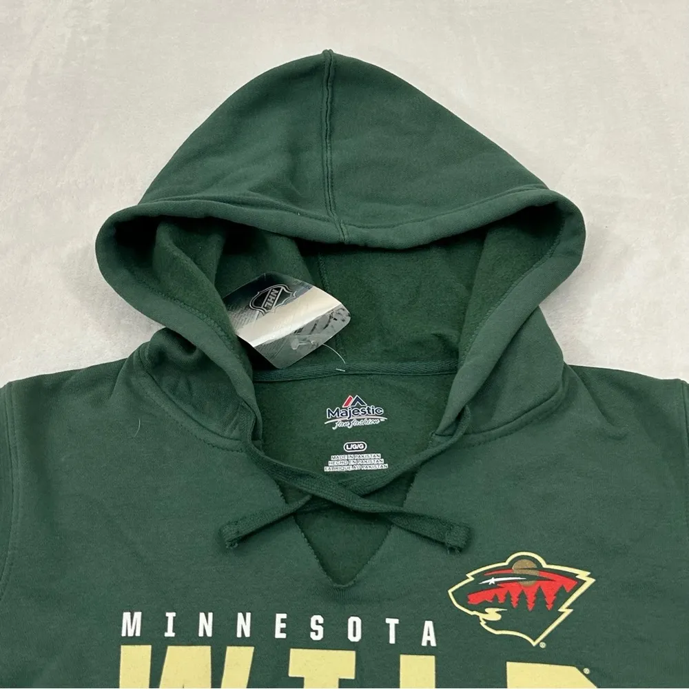 Minnesota Wild Majestic Fan Fashion NHL Pullover Hoodie Sweatshirt Women’s L - Image 4