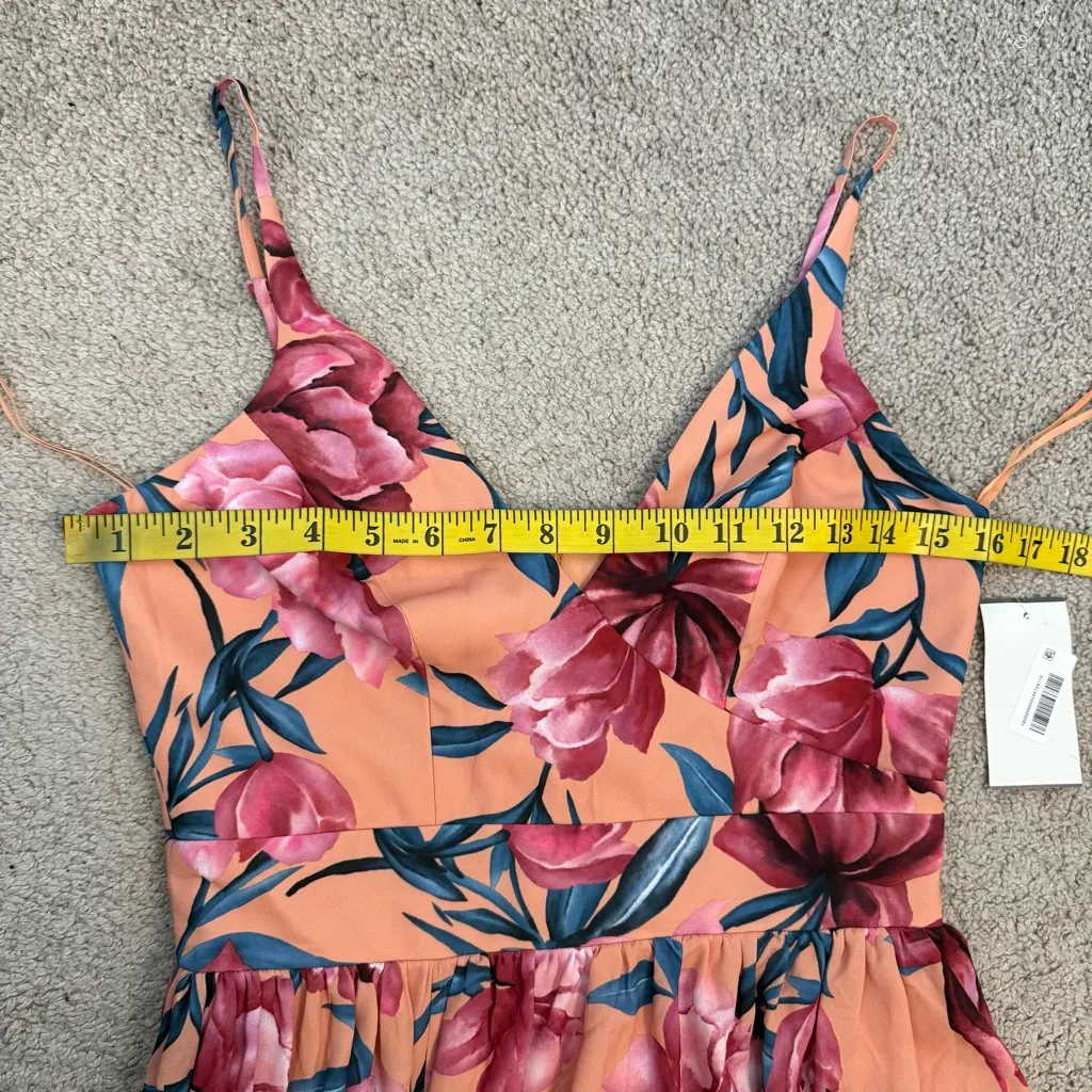 Dress The Population Danae Floral Maxi Dress Gown Peach Multi S - Image 8