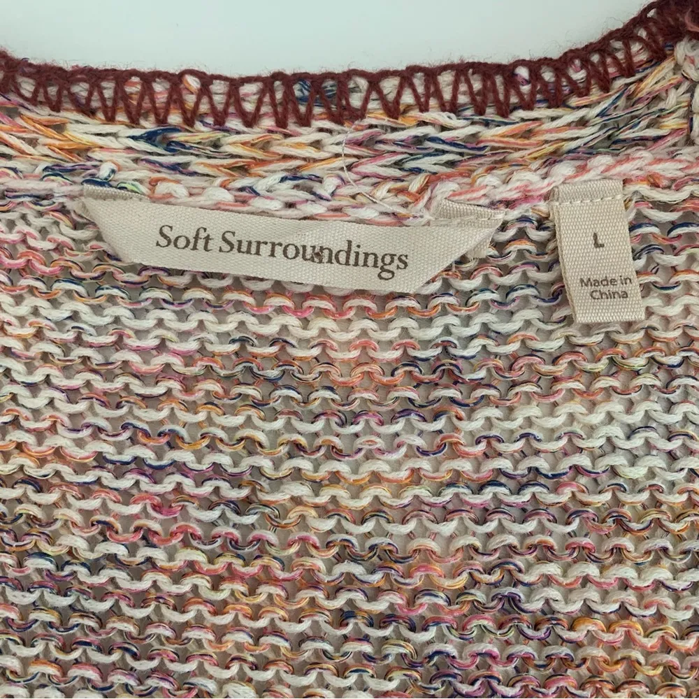 Multicolor Marled 1/2 Sleeve Open Cardigan Size L - Image 2