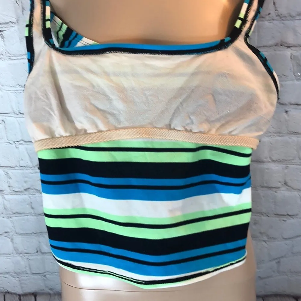 Anne Cole Vintage 1990s Striped Tankini Swim Top Built In Bra Shelf 10 - Image 10