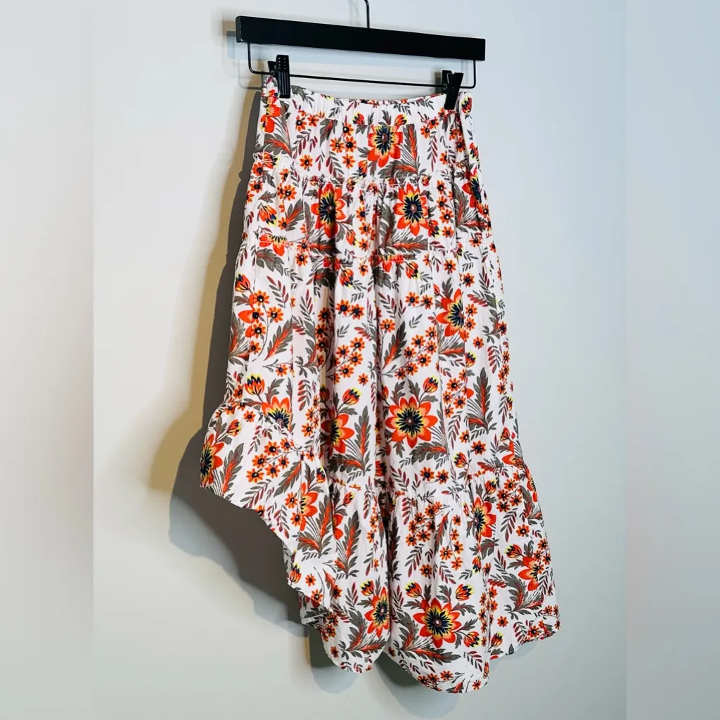 Joie Clarke Baja Batik Porcelain Print Tiered Midi Cotton Skirt Size XS - Image 8