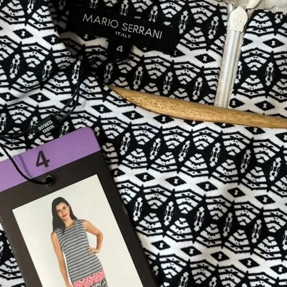 Mario Serrani NWT Women's Dress Sz 4 Black and White Career Knee Length Business - Image 2