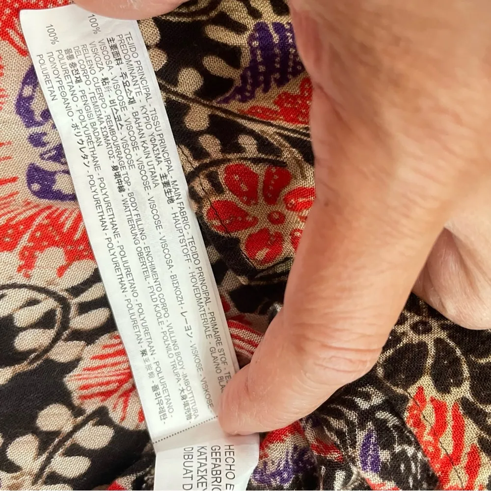 Zara Trafaluc Women's Red, Black, Purple and Tan Blouse size L. Red Size L - Image 10