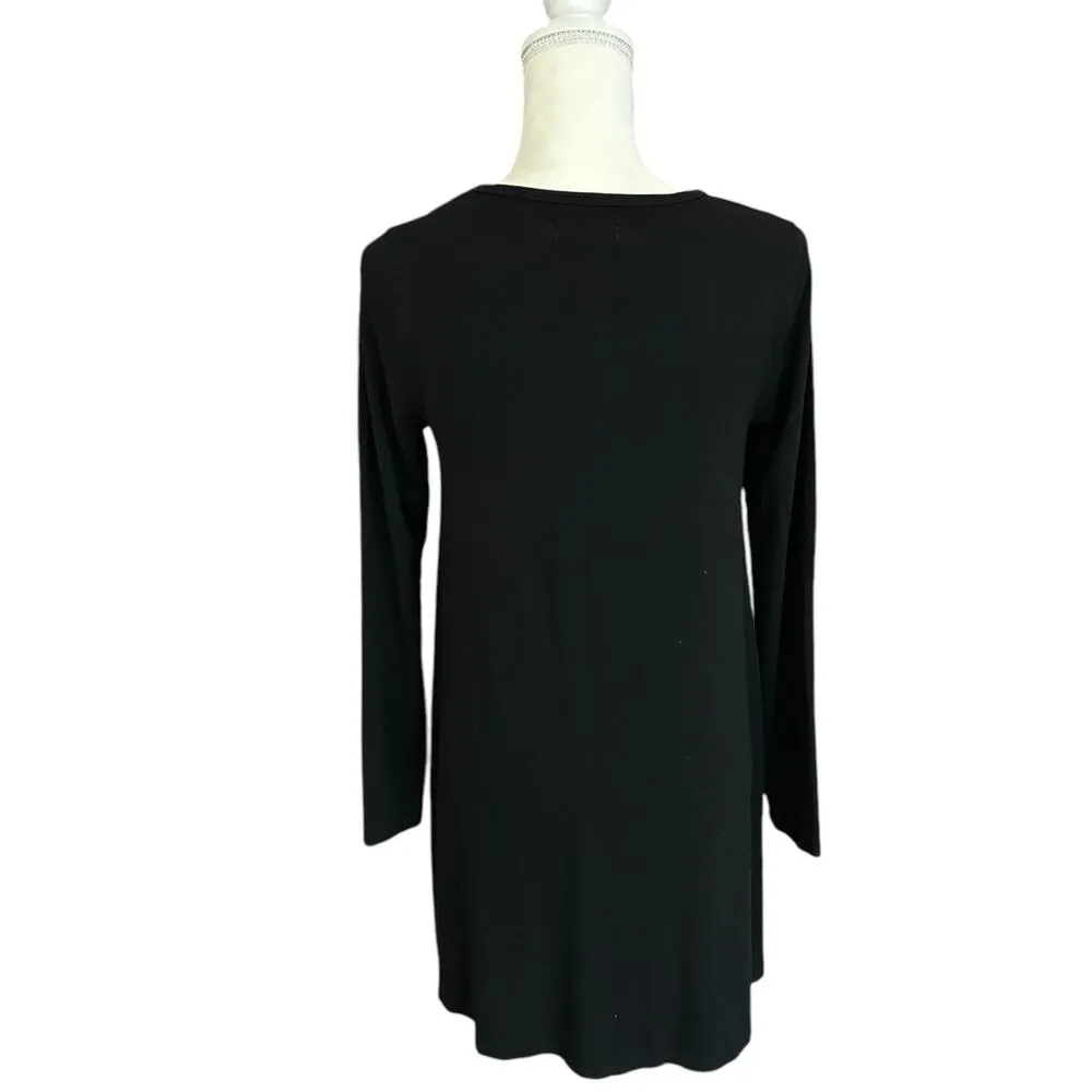 Madewell Shift Long Sleeve Mini Black T Shirt Dress Size Small Western Indie - Image 5